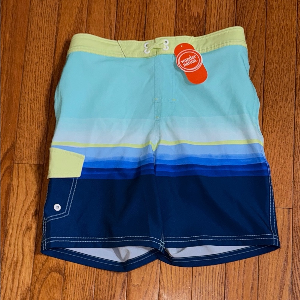 Wonder Nation Blue and Green Boys' Swim Shorts